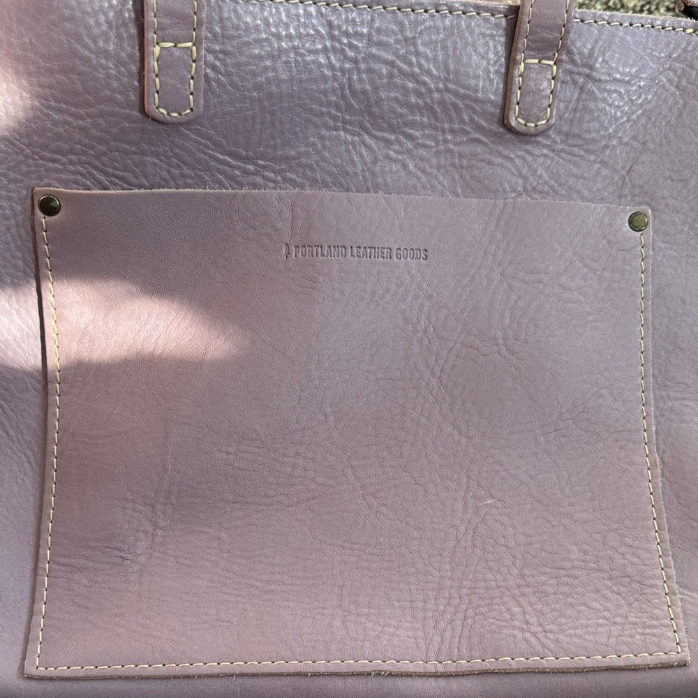 Portland Leather Dusty Mauve Leather Tote with Front Pocket